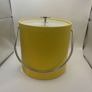 Lemon Slice Yellow Insulated Handled Ice Bucket w Lucite Handle